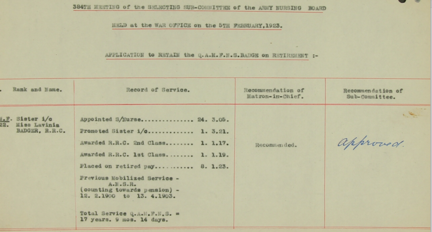 extract from personal file showing summary of service